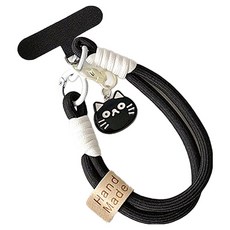 Onenough 智慧標籤亮點鑰匙圈掛繩配件, 黑色貓咪, 1個