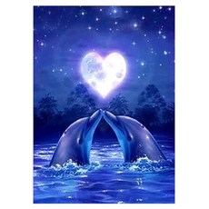 KUMI HANDS 海豚畫布型鑽石畫 30 x 40 cm, E, 1個