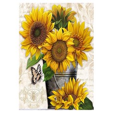 KUMIHANDS 家居裝飾 向日葵畫布型鑽石畫, 1個, D