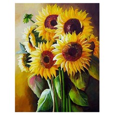 쿠미핸즈 홈인테리어 해바라기 캔버스형 보석십자수, I, 1개