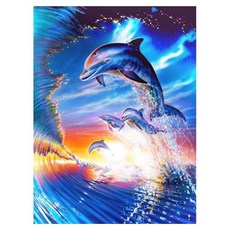 KUMI HANDS 海豚畫布型鑽石畫 30 x 40 cm, F, 1個
