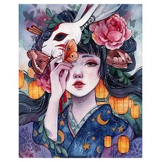 KUMI HANDS 少女帆布型鑽石畫 30 x 40 cm, D, 1個