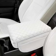 CRONICLE 特斯拉 Model Y 菱格紋中央扶手收納保護套 扶手靠墊 縫隙收納型, 白色, 1個