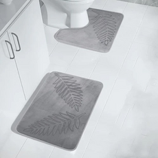 葉子小舖 浴室馬桶吸水防滑地墊, 淺灰色, 2個