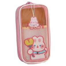 特別商店 直立式大容量可愛鉛筆盒, 粉紅花朵兔子, 1個