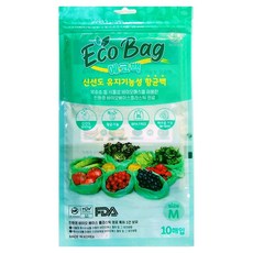 그린 에코엔백 신선도유지 기능성 항균 채소과일 보관 위생백 M 18cm x 42cm, 중(M), 1개, 10개입