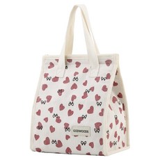 Sensepot 燈芯絨保溫保冷便當袋, 1個, 魔鬼氈 紅色愛心