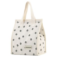 Sensepot 燈芯絨保溫保冷便當袋, 1個, 魔鬼氈 花朵