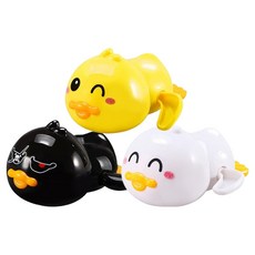 鴨子洗澡玩具3件組, 黃色, 白色, 黑色, 1套