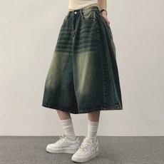 Huilin家 女性可頌百慕達抓皺丹寧牛仔短褲