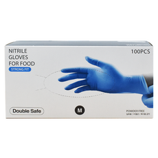 Double Safe食品用丁腈手套強力貼合 100入, 1個, 中(M), 藍色