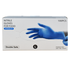 Double Safe食品用丁腈手套強力貼合 100入, 1個, 大(L), 藍色