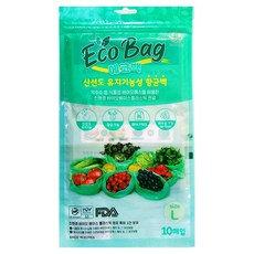 그린 에코엔백 신선도유지 기능성 항균 채소과일 보관 위생백 L 23cm x 52cm, 대(L), 1개, 10개입