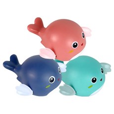 鯨魚洗澡玩具3件組, 1套, 藍色, 綠色, 粉紅色