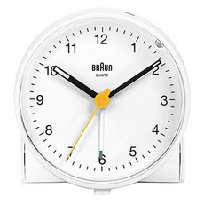 BRAUn 百靈 經典指針式夜光漸強音鬧鈴靜音圓形桌鐘, 白色