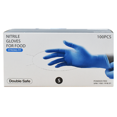 Double Safe食品用丁腈手套強力貼合 100入, 1個, 小(S), 藍色