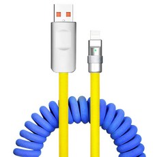 Other Us 線圈式 Lightning 高速充電 Type-A to Lightning 傳輸線, 65cm, 1個, 藍黃色