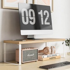 썸즈마인 모던 모니터 받침대 40 x 20 x 16.5 cm, 원목 + 화이트다리