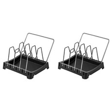 YoGoMoJi 簡約鍋具平底鍋收納架, 黑色, 2個, 3層