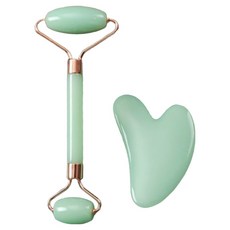 Allwaily 雙頭臉部滾輪 + 刮痧板按摩器套組 TSP2514, 1套, 綠色