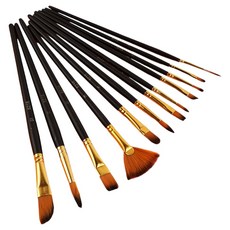 Devi Art 高品質水彩畫筆12件組 黑色, 1套, 12種
