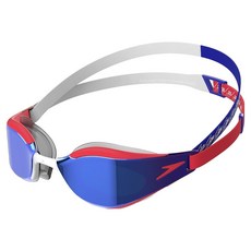 speedo Fastskin Hyper Elite 鏡面泳鏡 亞洲版 8-1281816740, 1個, REDBLUE