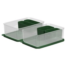 실리쿡 말랑납작 깊은 2호 도시락 말랑깊은 2p + 납작칸칸 4p 세트, 숲초록, 1세트