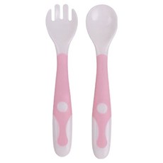 burabi 嬰幼兒自主進食湯匙叉子組, 1個, 粉紅色