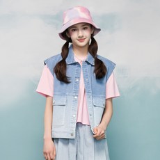 applepink 女童漸層水洗丹寧背心 S301