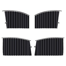 Ez2mk 썸머쿨 사이드 레일 커튼형 햇빛가리개 앞좌석 2p + 뒷좌석 2p 세트 MS-940, 블랙, 1세트