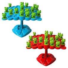 Happy Eye Mall 驚險青蛙平衡桌遊 2件組, 1套, 紅色 + 藍色