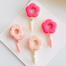 머니풀 집꾸미기 핑크 접착식 벽걸이후크 4종 세트, 데이지, 1세트