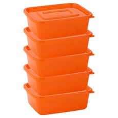 쿡앤락 N시리즈 사각밀폐용기 오렌지 N1200, 5개, 1200ml