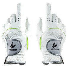 伊格高爾夫 男士機能性魔鬼氈合成皮高爾夫手套 雙手用, 1套, 白色