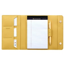 Funny Made辦公室皮革筆記本保護套+內頁 A5+筆組, 奶油黃, 1套