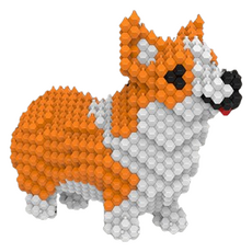 卡德瑞 威爾斯柯基 3D 立體組裝 DIY 膠囊積木套組, 1個, 混合顏色