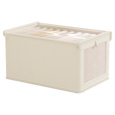 조이베리 다용도 옷정리 투명 뚜껑 리빙박스, 베이지, 1개