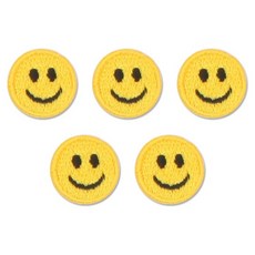ButtonKing 熱接着式迷你微笑布章, 5個, 黃色
