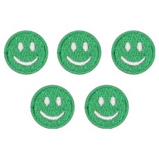 ButtonKing 熱接着式迷你微笑布章, 5個, 綠色