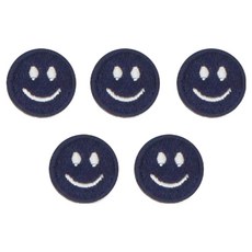 ButtonKing 熱接着式迷你微笑布章, 5個, 海軍藍