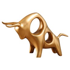 PDS居家裝飾 風水黃金牛 蘊含財運與股票運意義的禮物雕像 展現牛角的牛, 單一顏色