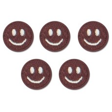 ButtonKing 熱接着式迷你微笑布章, 5個, 棕色