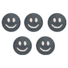 ButtonKing 熱接着式迷你微笑布章, 5個, 灰色