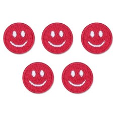 ButtonKing 熱接着式迷你微笑布章, 5個, 紅色