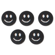ButtonKing 熱接着式迷你微笑布章, 5個, 黑色