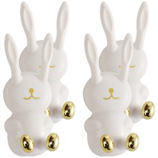 PEONIST 時尚兔子免打孔掛鉤架, 4個, 白色