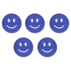 ButtonKing 熱接着式迷你微笑布章, 5個, 藍色
