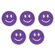 ButtonKing 熱接着式迷你微笑布章, 5個, 紫色