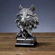 PDS家居裝飾 金屬色 威嚴辦公室禮物 書櫃裝飾 動物雕像 狼, 銀色
