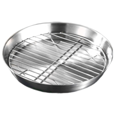 304不鏽鋼瀝油烤盤 + 烤架, 24cm, 1組 - 健康烹飪首選